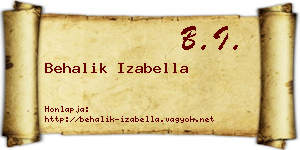 Behalik Izabella névjegykártya